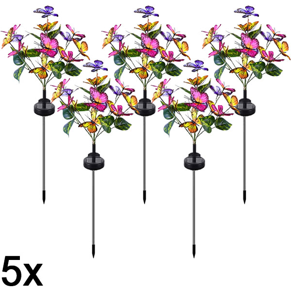 5x Drugelio formos saulės žibintai laukui | FLUTIX