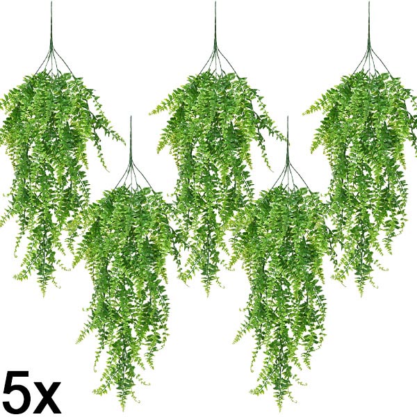 5x Dirbtinė kabanti papartis (80 cm) | FERNY