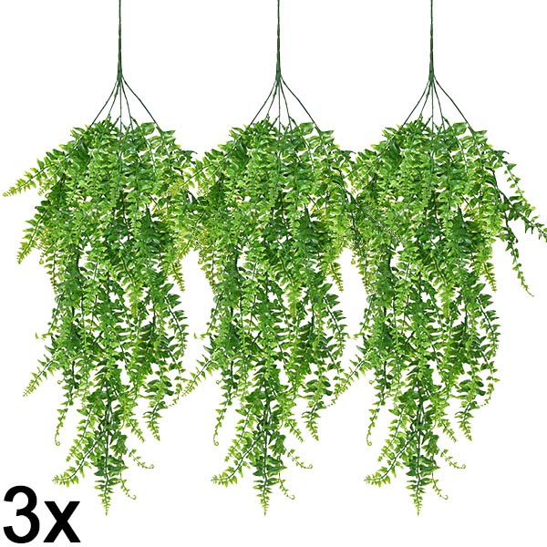3x Dirbtinė kabanti papartis (80 cm) | FERNY